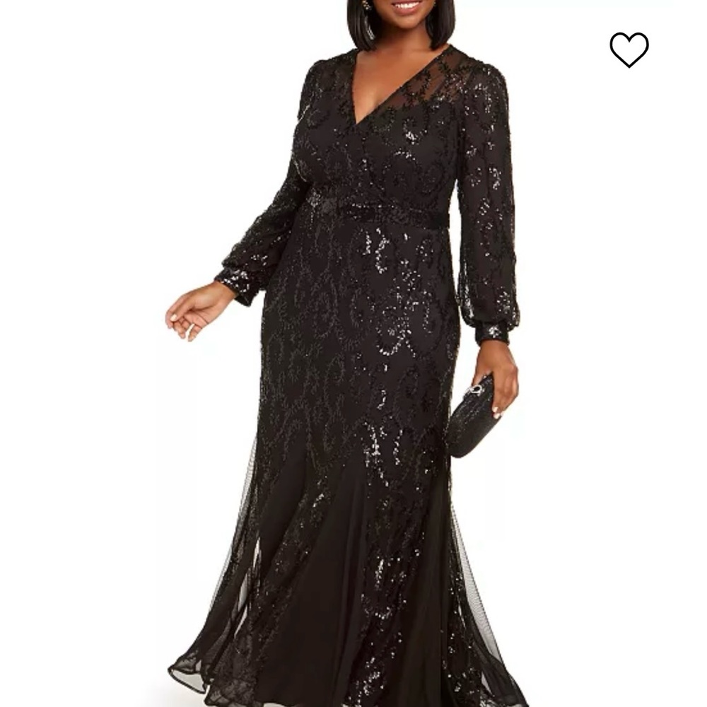 NWT Gorgeous long black dress with lovely detail size 22W or 20W - Picture 9 of 11